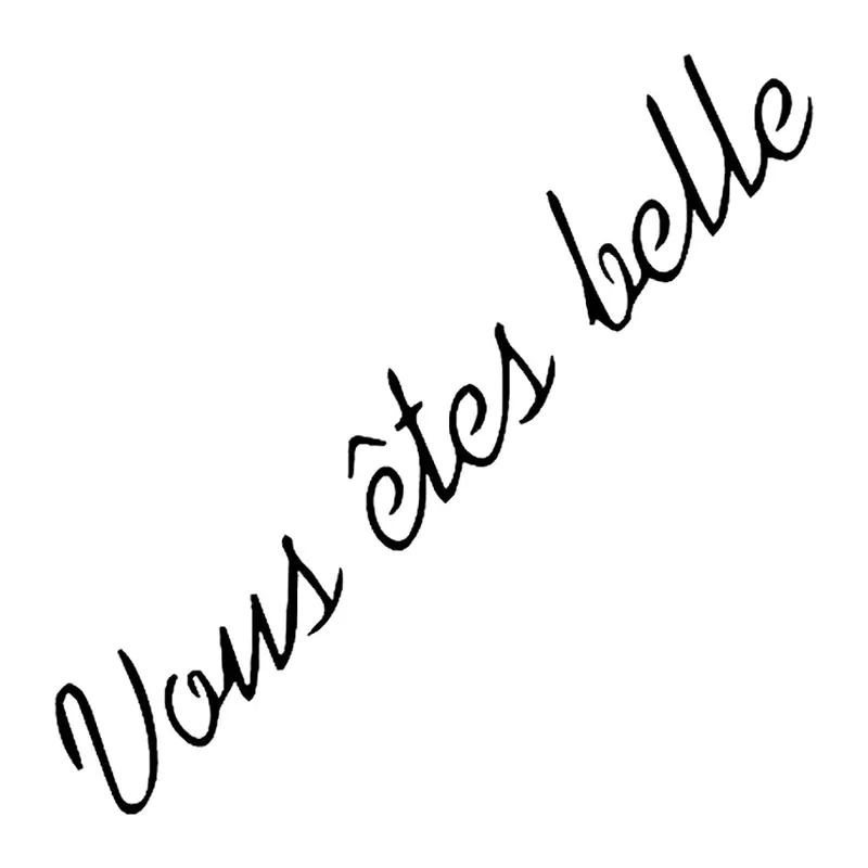 Tatuagem temporária Letras e Frases — Vous êtes belle (você é bonita em francês). Inclui frase em francês